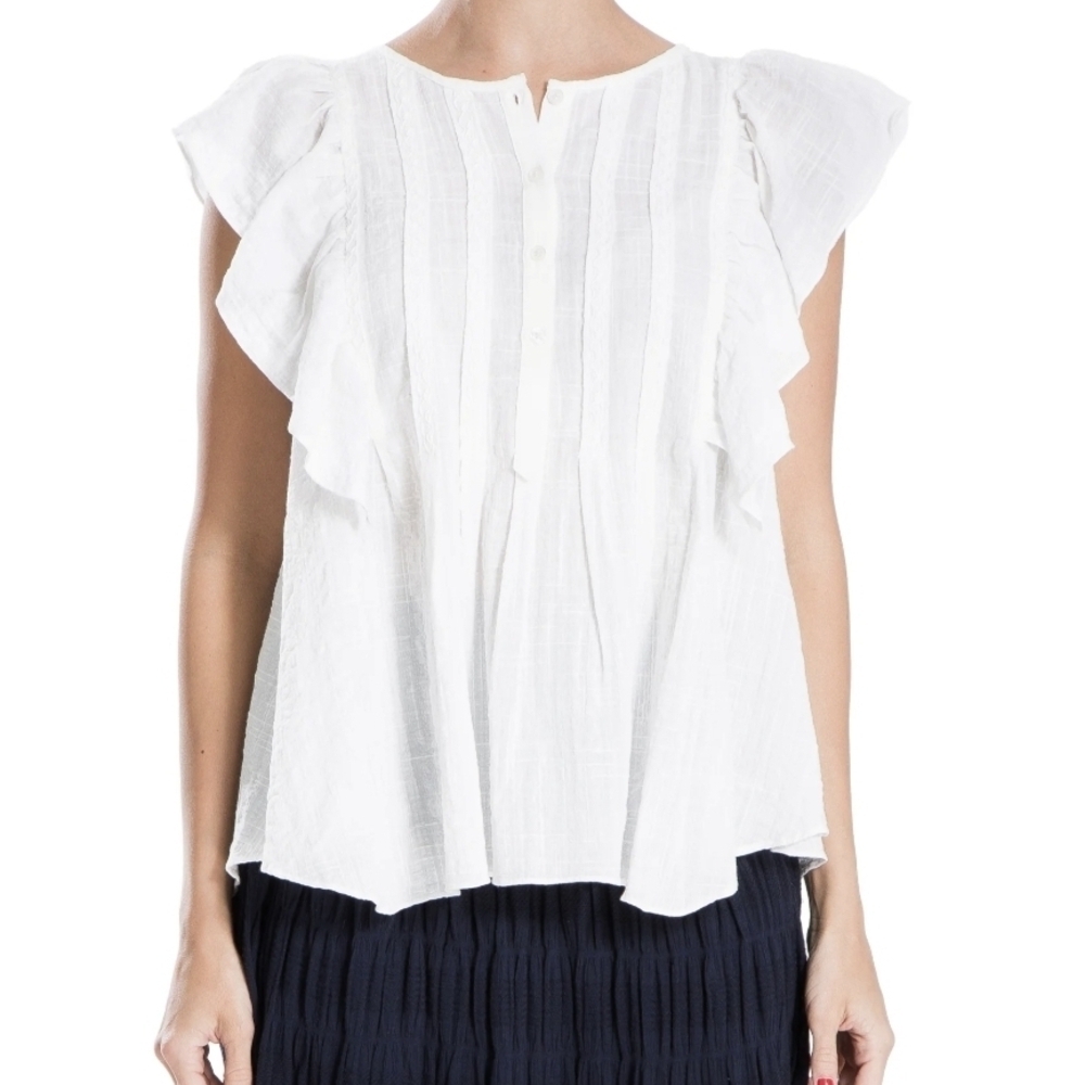 Max Studio White Ruffle Blouse